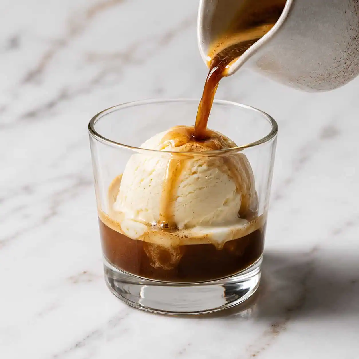 Affogato - Scoop of Vanilla Gelato topped with a shot of Hot Coffee