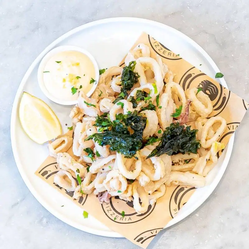 Crispy flash-fried locally sourced calamari served with a side of zesty lemon mayo