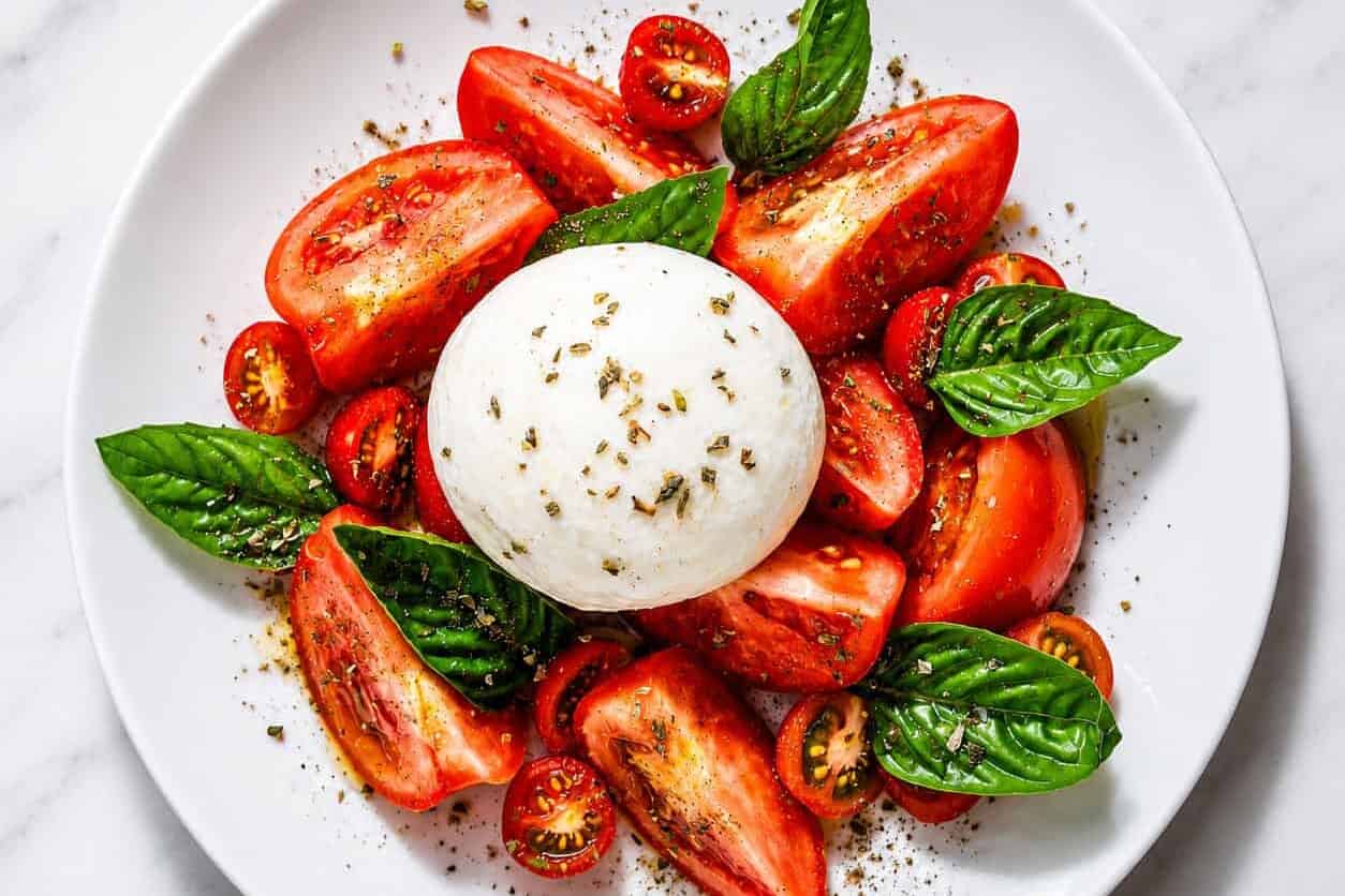 Insalata Caprese - Vine-Ripened Tomatoes, Buffalo Mozzarella Cheese, Basil, EVOO