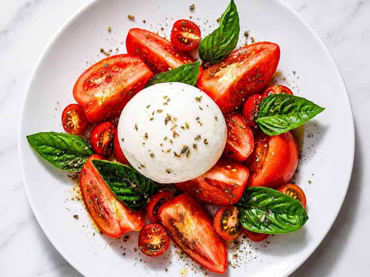 Insalata Caprese - Vine-Ripened Tomatoes, Buffalo Mozzarella Cheese, Basil, EVOO
