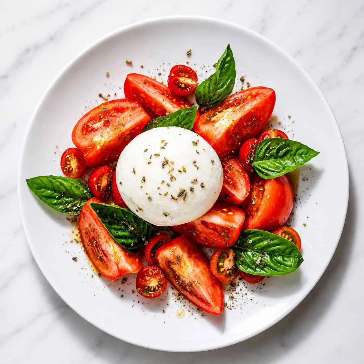 Insalata Caprese - Vine-Ripened Tomatoes, Buffalo Mozzarella Cheese, Basil, EVOO