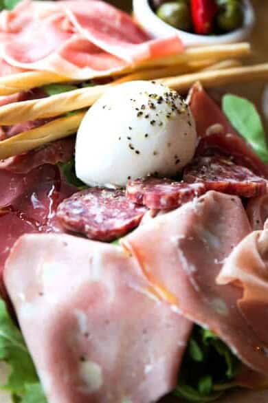 Italian antipasto board cured meats cheese Via Napoli