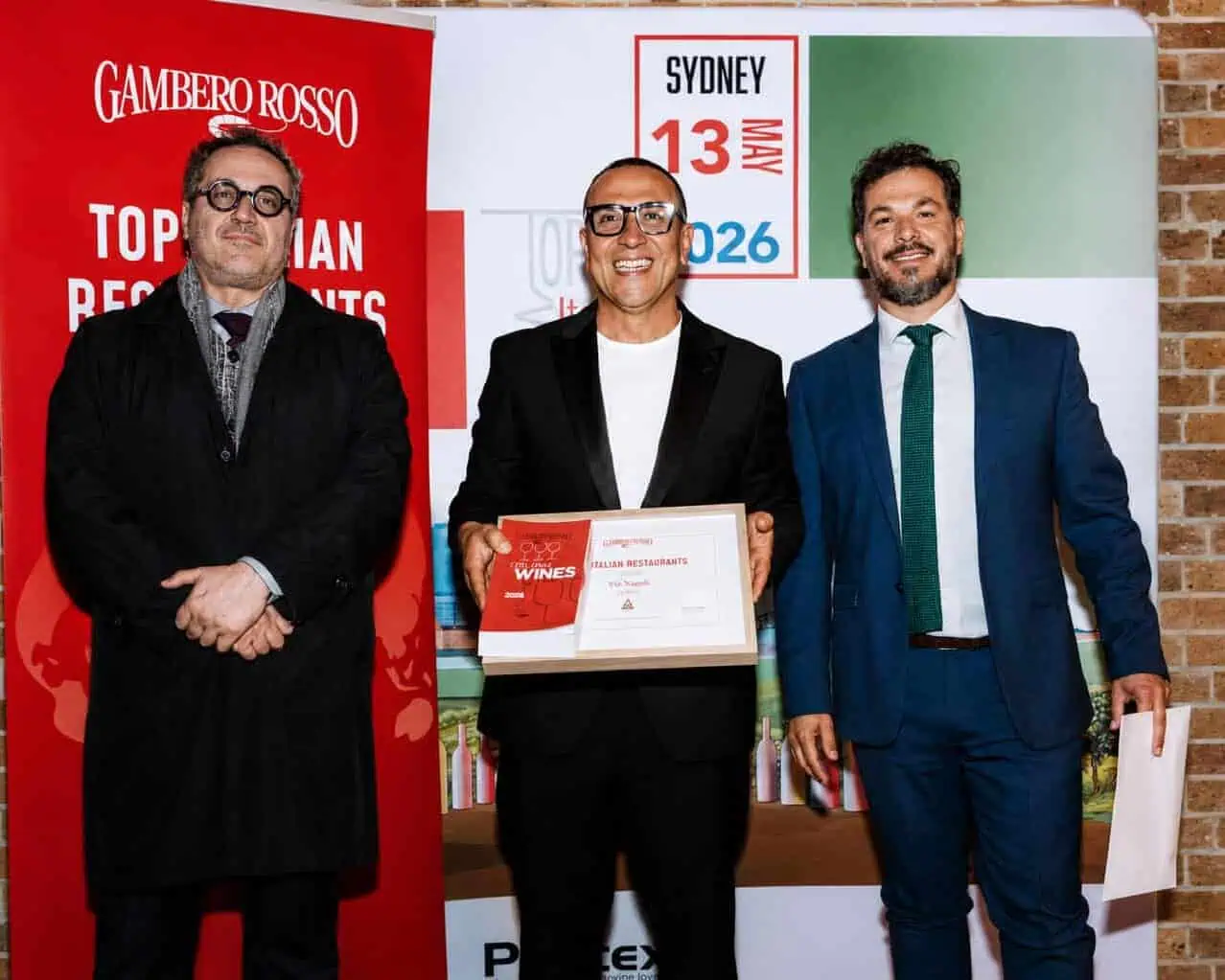 Luigi Esposito of Via Napoli at the Gambero Rosso Top Italian Restaurants 2026 Sydney awards
