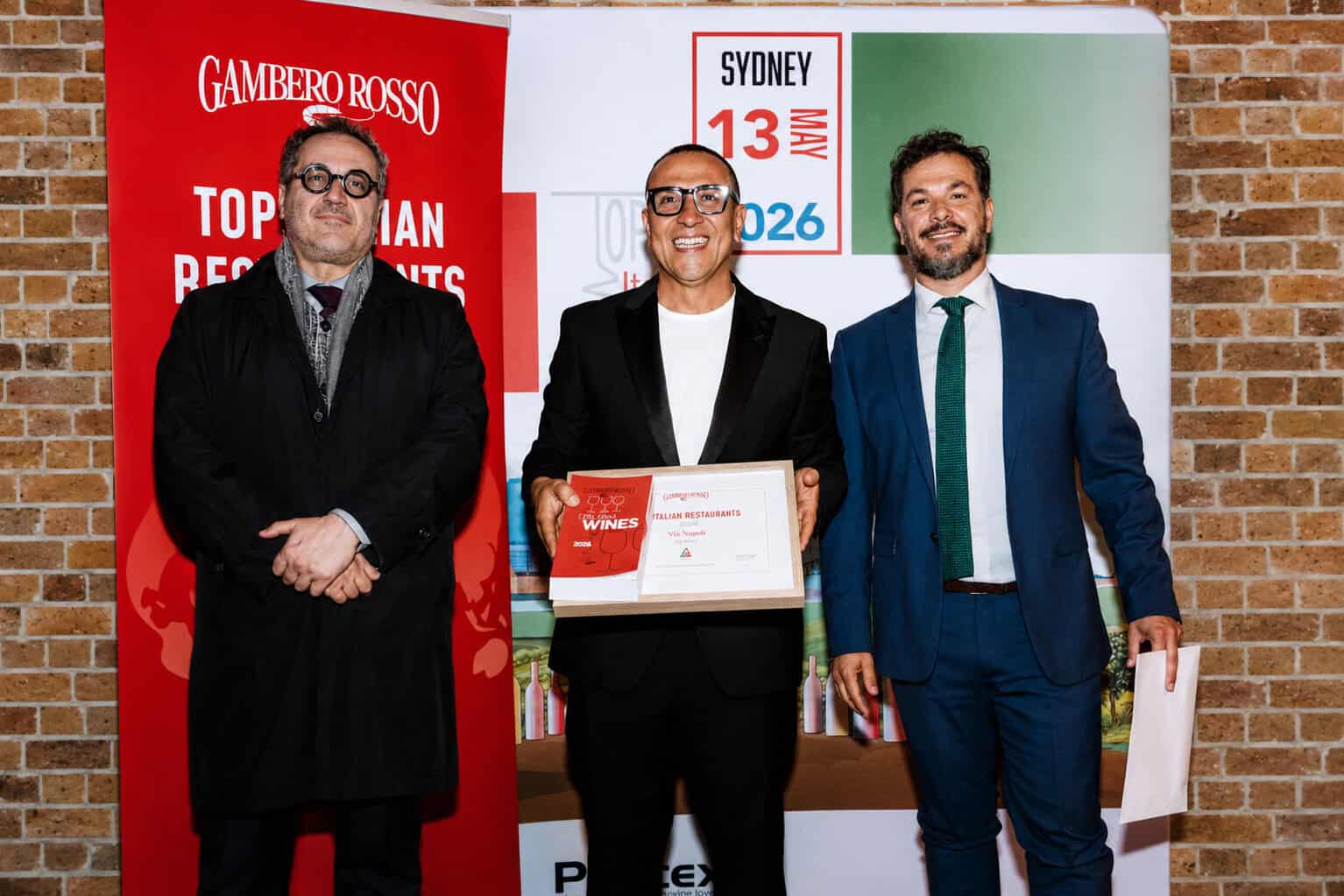 Luigi Esposito of Via Napoli at the Gambero Rosso Top Italian Restaurants 2026 Sydney awards