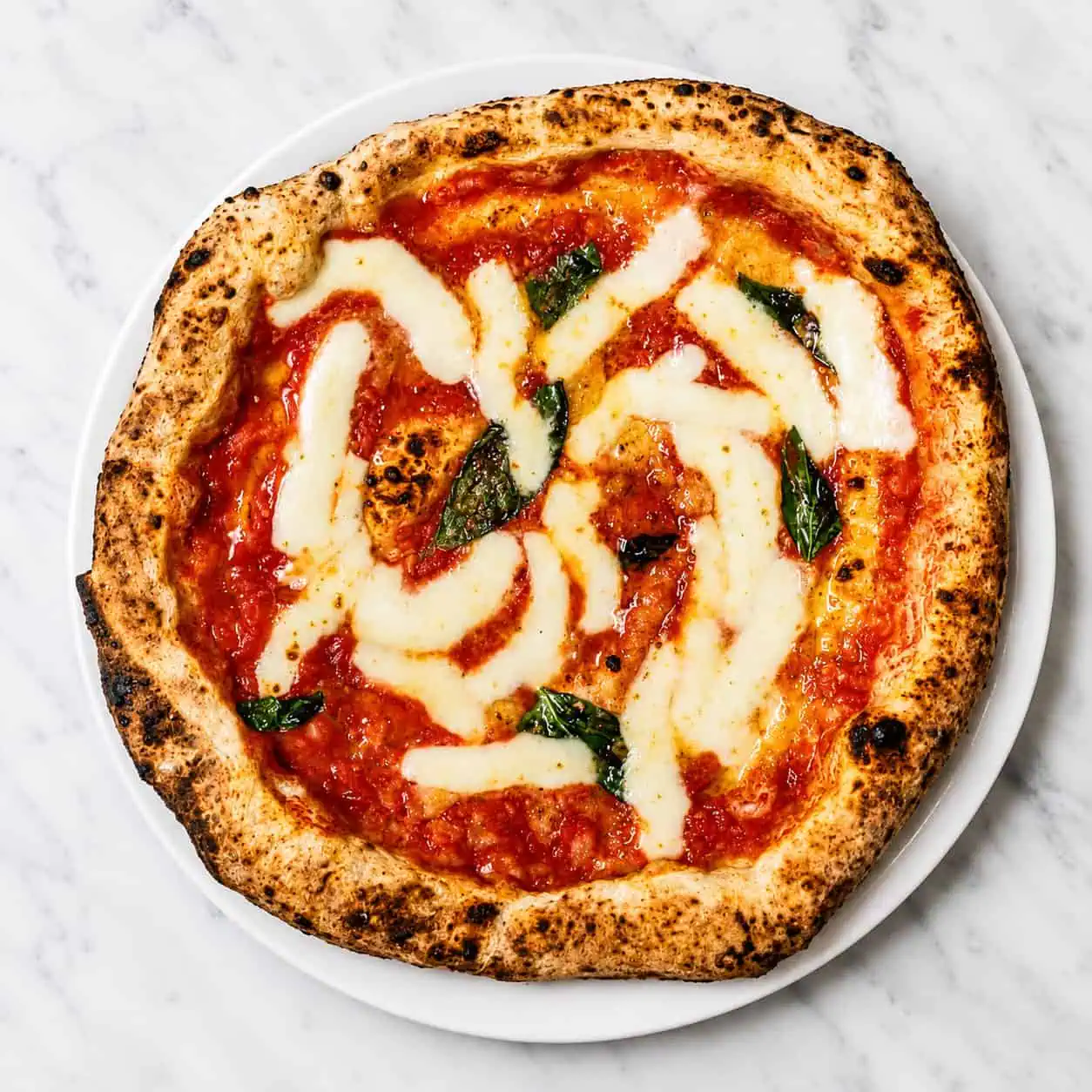 Margherita Pizza - Solania San Marzano, Buffalo Mozzarella, Pecorino Romano, Grana Padano DOP, Basil, EVOO