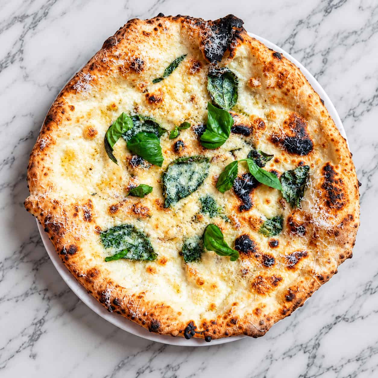 Mastunicola Pizza - White Base, Pure Australian Pork Lard, Pecorino Romano, Basil