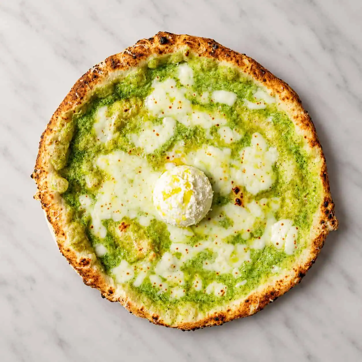 Nerano Pizza - Zucchini Purée, Fior di Latte, Burrata Cheese, Grana Padano DOP, Basil, EVOO