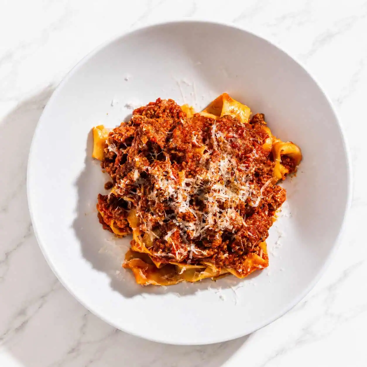 Pappardelle Bolognese - Homemade Pappardelle, 5-Hour Slow Cooked Veal and Pork Ragù, Traditional Soffritto, Grana Padano DOP