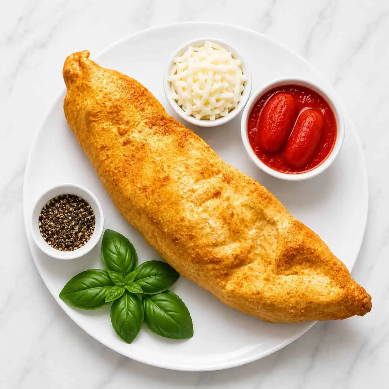 Pizza Fritta Chiara - Solania San Marzano, Fior di Latte, Basil, Pepper