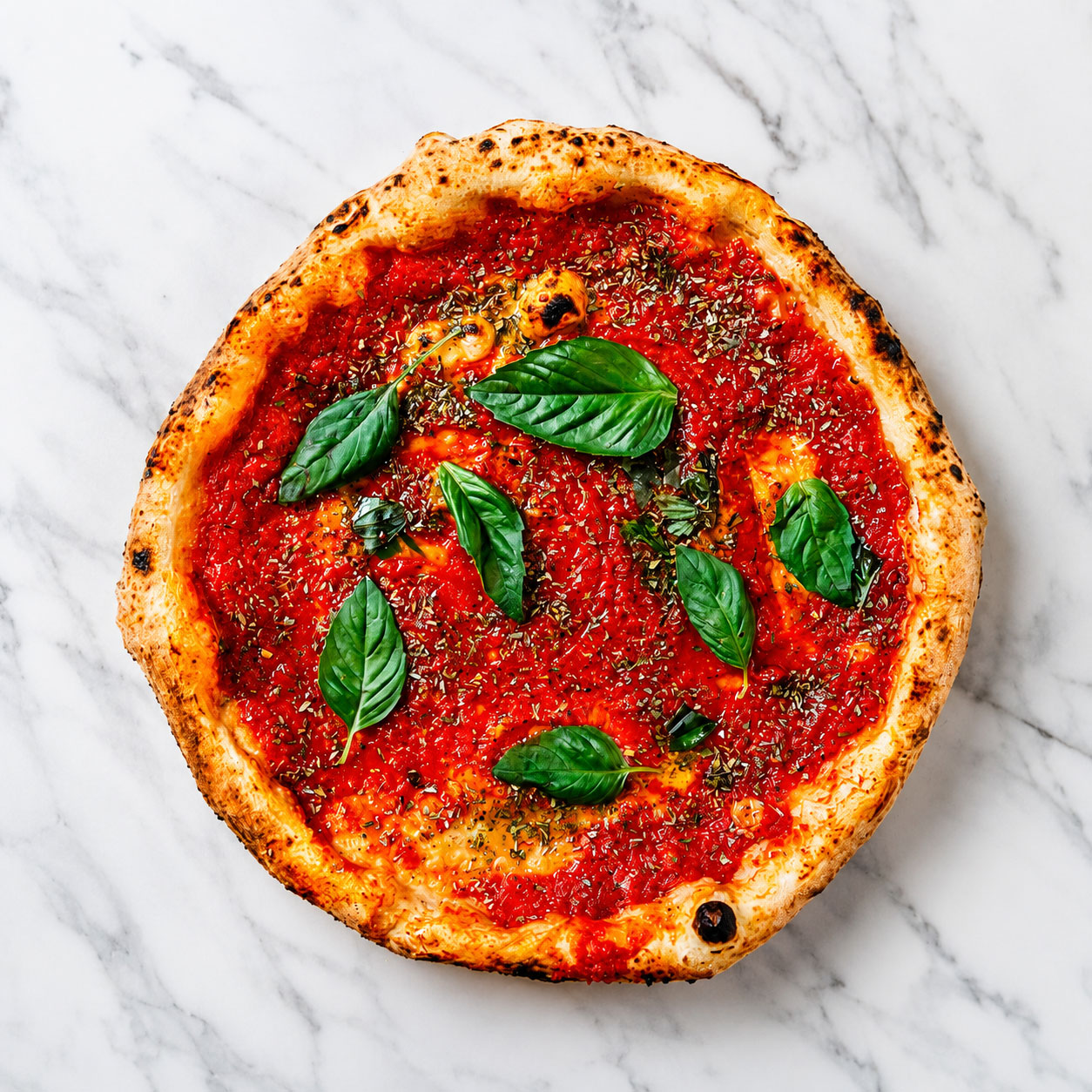 Unesco Pizza - Solania San Marzano, Garlic, Oregano, Basil, EVOO