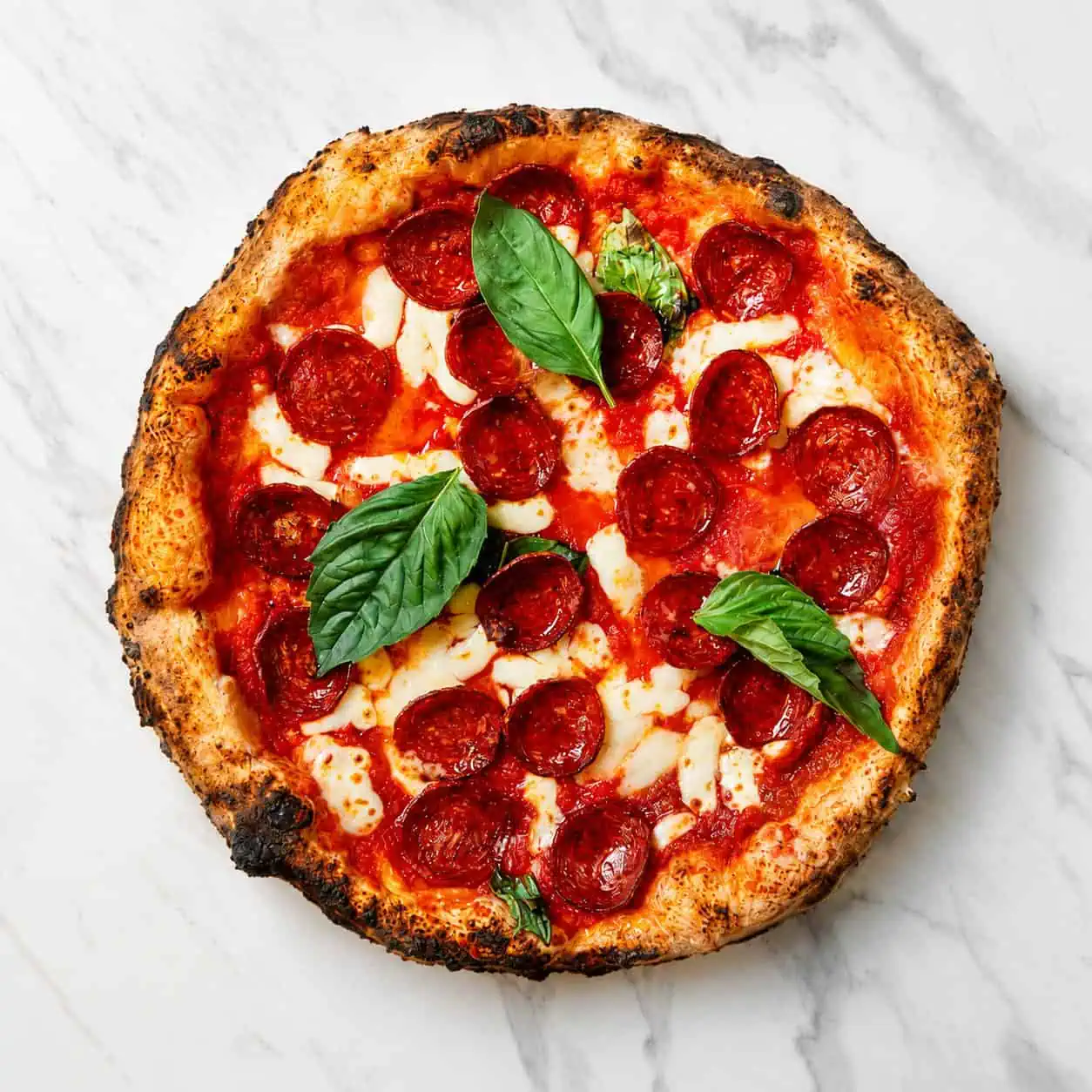 Via Napoli Kiss Pizza - Solania San Marzano, Fior di Latte, Extra Hot Neapolitan Salami, Spicy Truffle Honey, Basil, EVOO